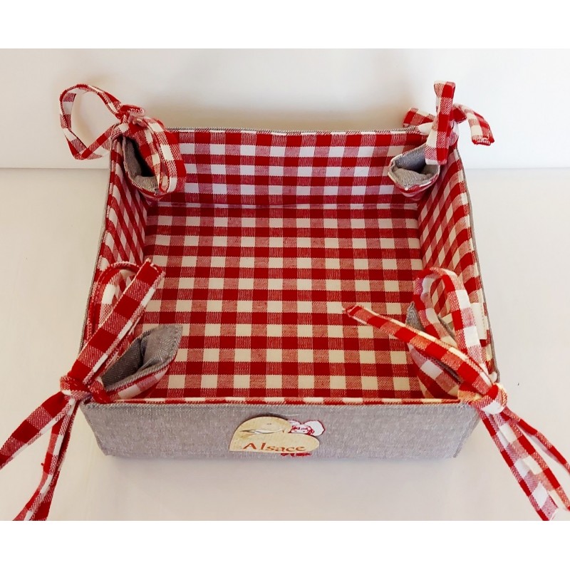 Corbeille à Pain De Noël En Tissu Brodé - Panier De Service Décoration Table Fête - Coton Beige 20x25 Cm